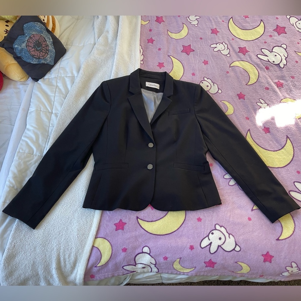 Calvin Klein black button down blazer